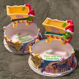 Dr Seuss Kellogg's Cereal Bowls How the Grinch Stole Christmas Vintage Lot of 2